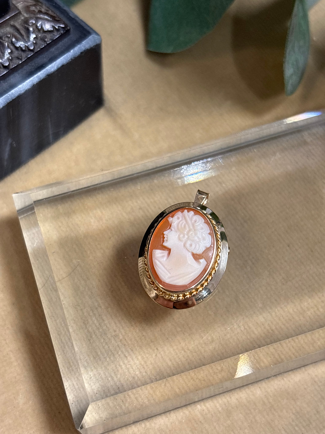 Camé, kombinerad brosch/hänge 18k guld